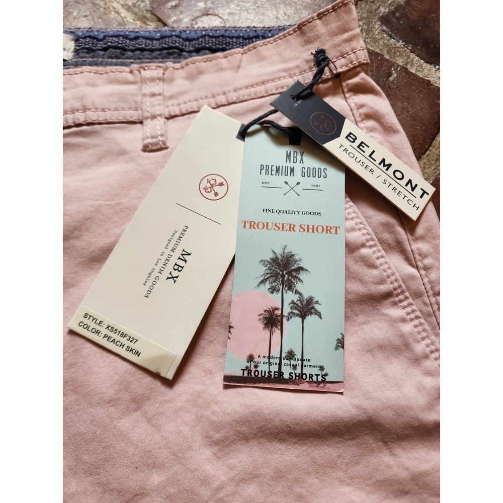 MBX Premium Denim Goods-NWT-Men's Peach Belmont Trouser Stretch Shorts-Size 36 - Picture 6 of 9